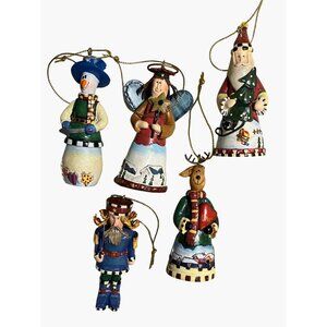 Resin Christmas Ornaments Angel Santa Snowman Reindeer and Nutcracker Designs